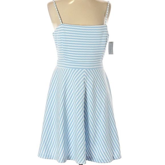 NWT $199 Anthro | Hutch | Molly | Textured Lined Striped Dress w Pockets - Picture 2 of 6